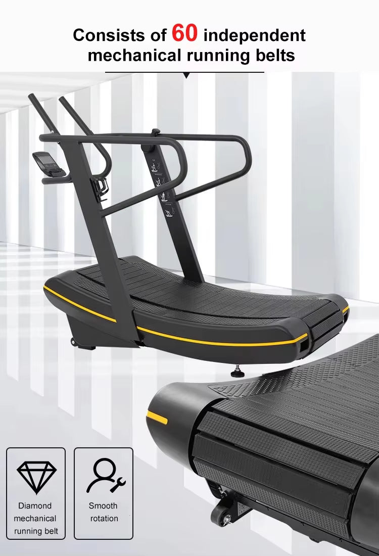 SK Fitness Commercial Curved Unpowered Treadmill - Professional Air Runner for HIIT training