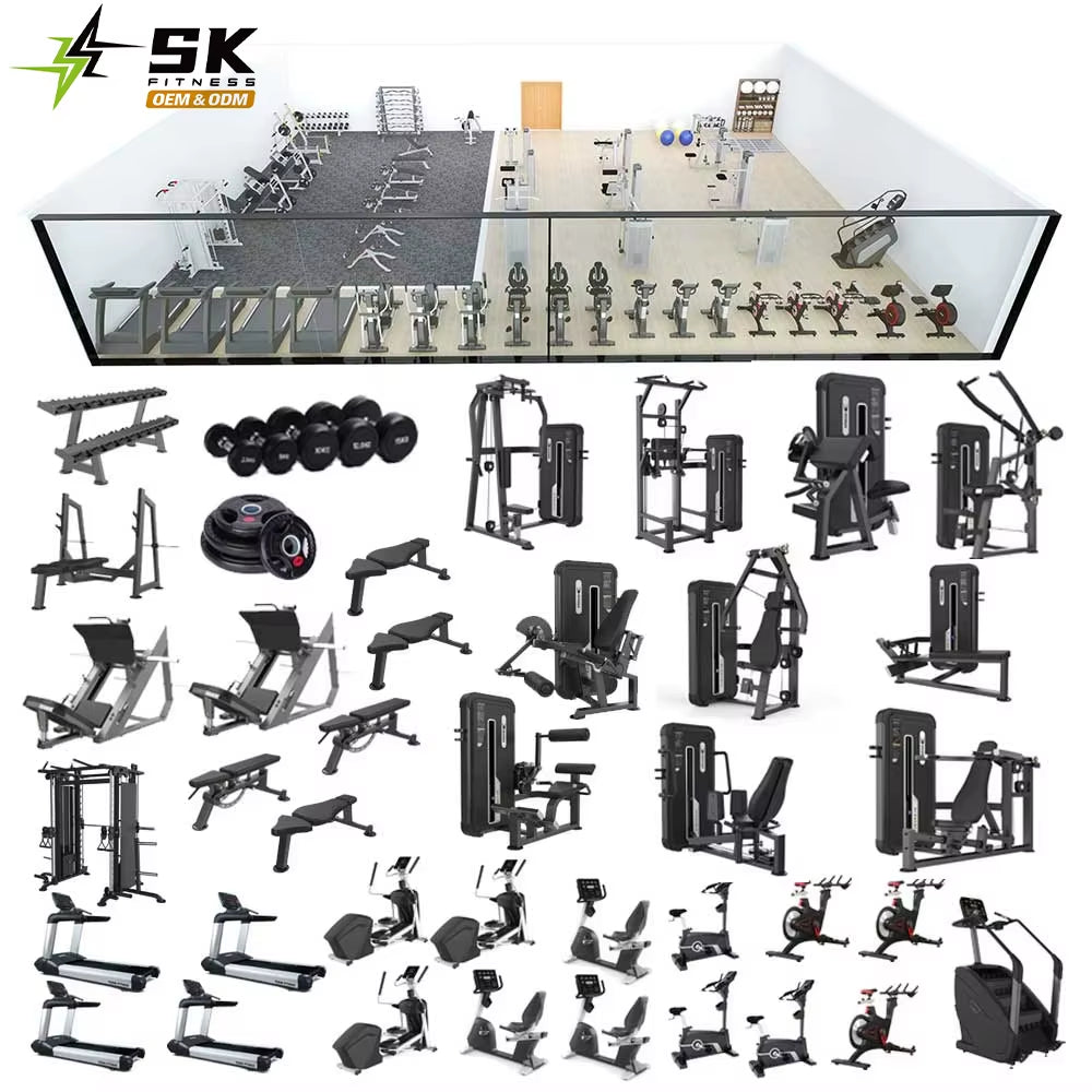 SK 800sqm Gym Complete Bodybuilding Equipment Commercial Strength and Cardio Training Machine for Hotel Club Fitness Center