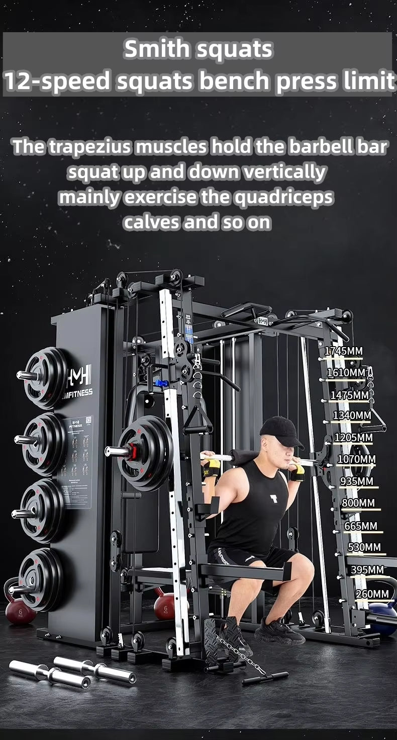 Commercial Smith Machine Power Rack Combo | Multi-Function Squat Rack