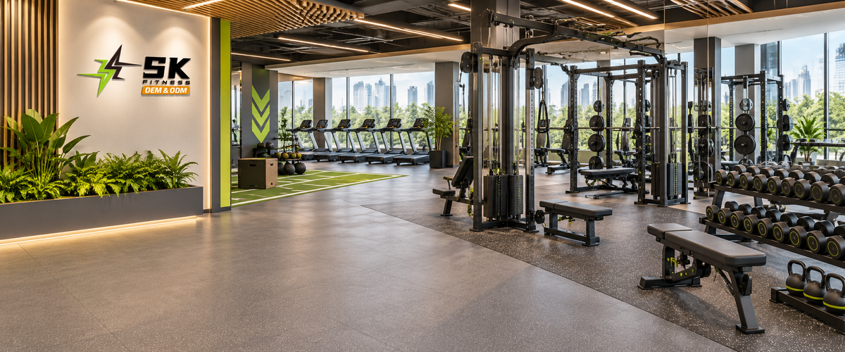 SK Fitness commercial gym concept with strength, cardio and functional training zones